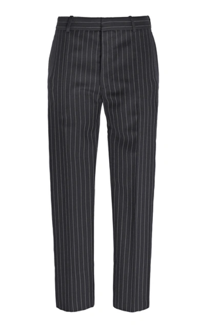 Alexander Mcqueen Pinstriped Wool Slim-leg Pants In Navy