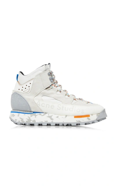 Acne Studios High-top Leather And Suede Sneakers In White