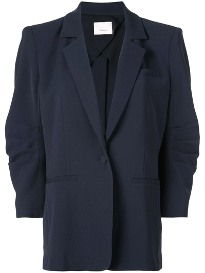 Cinq À Sept Khloe Ruched Sleeve Blazer In Blu