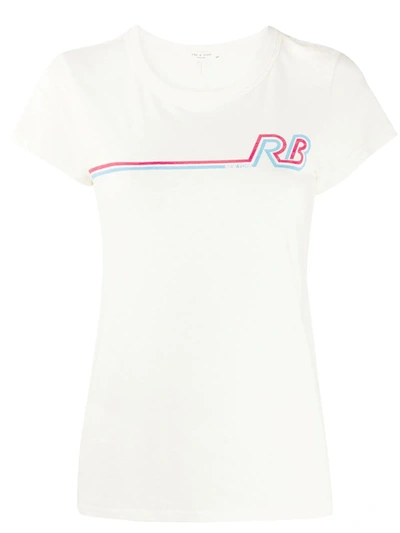 Rag & Bone Racer Rb Printed Pima Cotton-jersey T-shirt In White