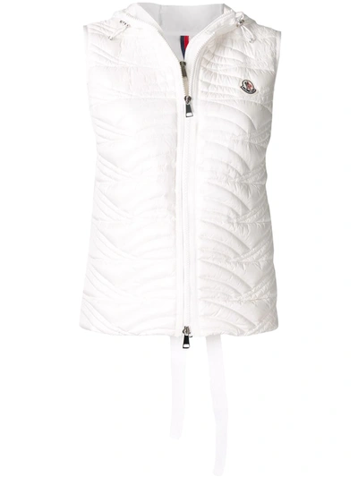 Moncler Hooded Quilted Padded Gilet In Blue,white
