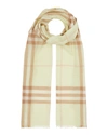 Burberry Lightweight Giant Check Wool & Silk Scarf In White