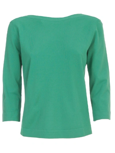 Nuur Viscose Sweater 3/4s Boat Neck In Green