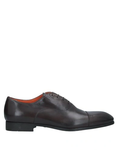 Santoni Lace-up Shoes In Dark Brown