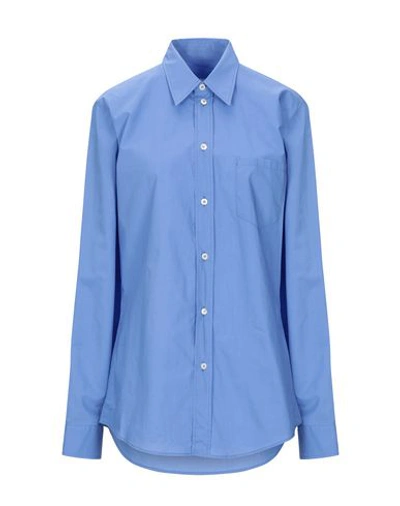 Mm6 Maison Margiela Solid Color Shirts & Blouses In Azure
