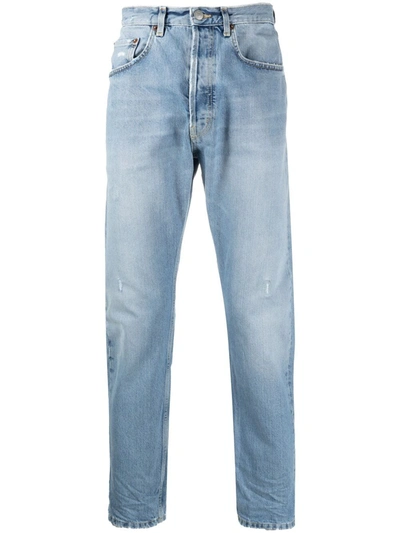 Haikure Faded Distressed Cropped Jeans In Blue