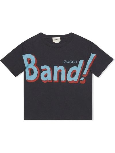 Gucci Kids' Children's  Band Print Cotton T-shirt In Grey