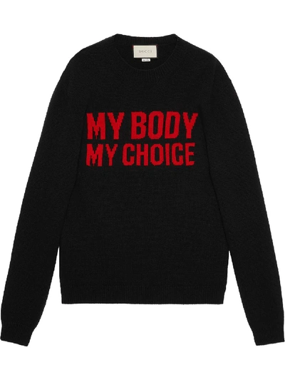 Gucci Wool Jumper With "my Body My Choice" In Black