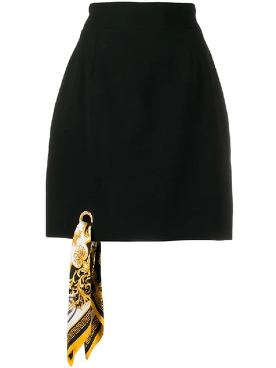 Versace A-line Barocco Scarf Skirt In Black