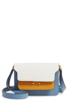 Marni Small Trunk Colorblock Leather Shoulder Bag In Natural White/ Pumpkin/ Opal