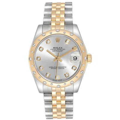 Pre-owned Rolex Silver 18k Yellow Gold Diamond And Stainless Steel Datejust 178343 Women's Wristwatch 31mm