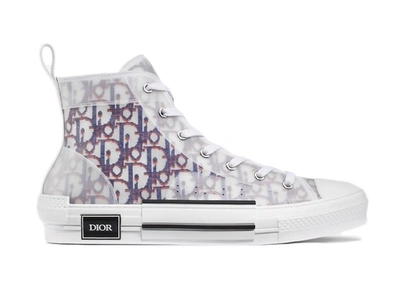 Pre-owned Dior  B23 High Top Red Blue Oblique In White