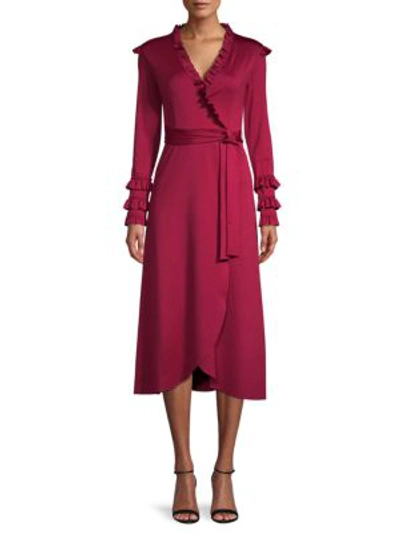 Avantlook Ruffled Midi Wrap Dress In Red