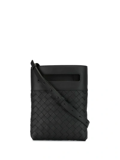 Bottega Veneta Intrecciato Small Leather Cross-body Bag In Black