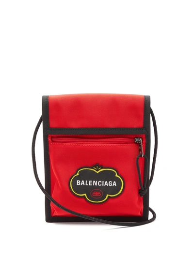 Balenciaga Explorer Logo-appliquéd Canvas Messenger Bag In Red