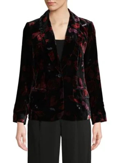 Diane Von Furstenberg Mikki Velvet Shawl Collar Jacket In Xray Floral