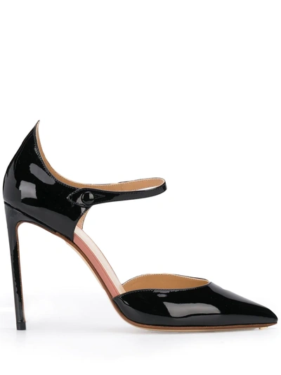 Francesco Russo Point-toe Patent-leather Mary Jane Pumps In Black