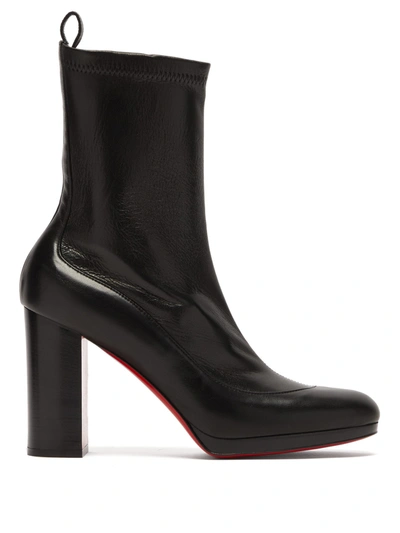 Christian Louboutin Contrevent 100 Bonded-leather Ankle Boots In Black