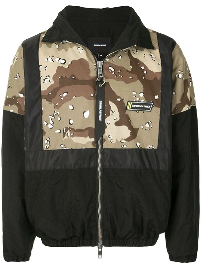 Daniel Patrick 2020 Camo Colourblock Track Jacket In Desert Camo Black