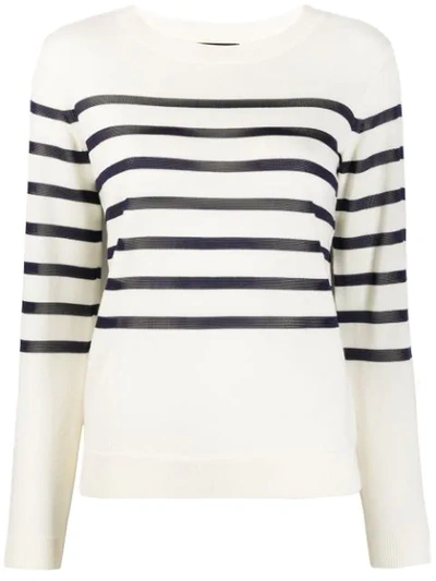 Apc Cordelia Breton-stripe Merino Wool-blend Sweater In Ecru