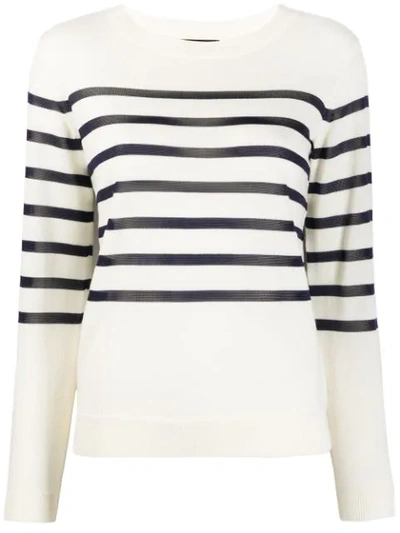 Apc Cordelia Breton-stripe Merino Wool-blend Jumper In Ecru