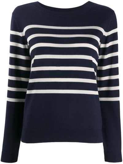 A.p.c. Cordelia Breton-stripe Merino Wool-blend Sweater In Iak Dark Navy