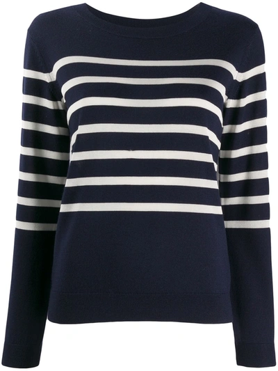 Apc Cordelia Breton-stripe Merino Wool-blend Jumper In Iak Dark Navy