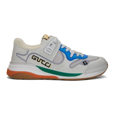Gucci White Ultrapace Sneakers In Blue & Silver & White
