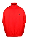 Balenciaga Logo-embroidered Convertible-sleeve Shell Jacket In Red