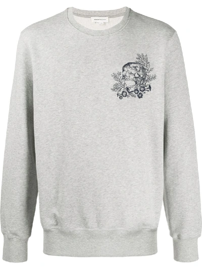 Alexander Mcqueen Skull-embroidered Cotton-jersey Sweatshirt In Grey