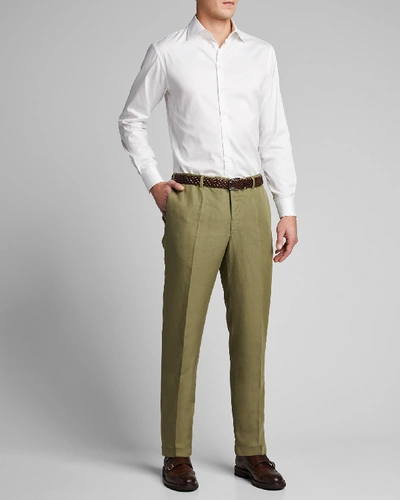 Incotex Men's Linen-blend Chino Pants In Green