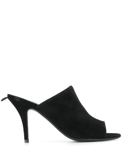 Ferragamo Janine Suede Mule Sandals In Black