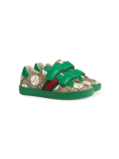 Gucci Kids' Ace Baseball Print Gg Supreme Sneaker