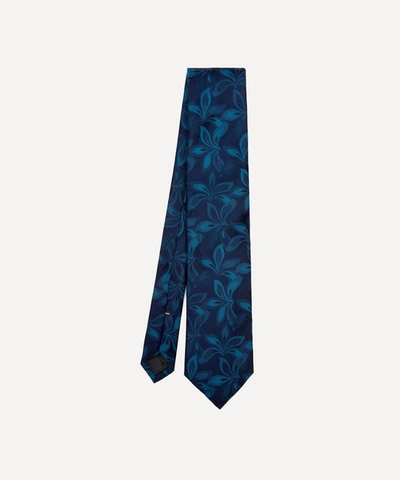 Simon Carter Lilies Silk Tie In Navy