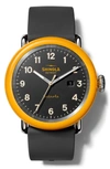 Shinola Detrola No.2 Silicone Strap Watch, 43mm In Black