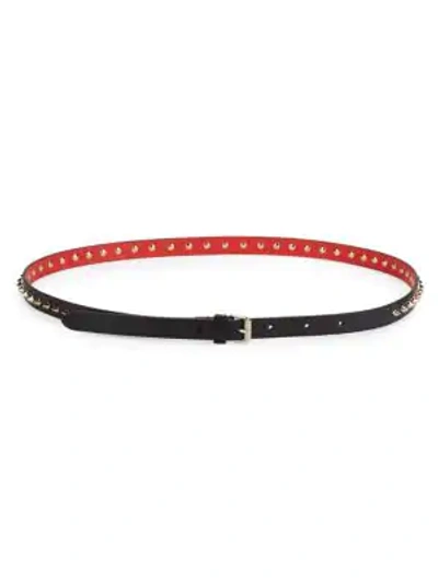 Christian Louboutin Loubispikes Leather Belt In Black Gold