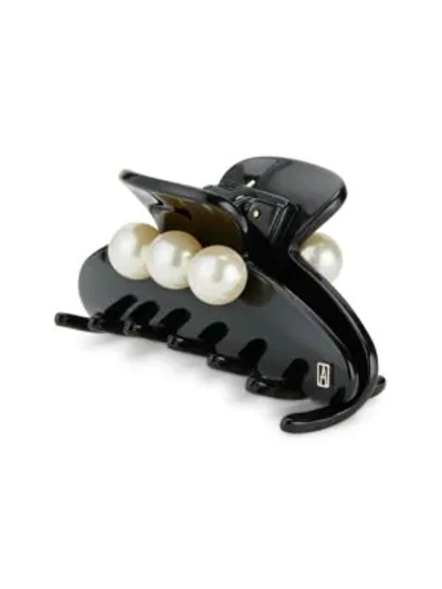 Alexandre De Paris Imitation Pearl Embellished Hair Jaw Clip In Black