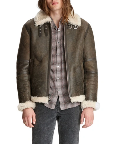 John Varvatos Men's Lamb-shearling Leather Jacket In Rye