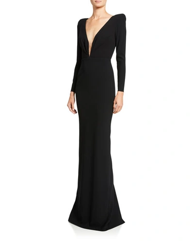 Alex Perry Alex Long-sleeve Column Gown In Black