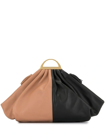 The Volon Gabi Two-tone Leather Clutch Bag In Black