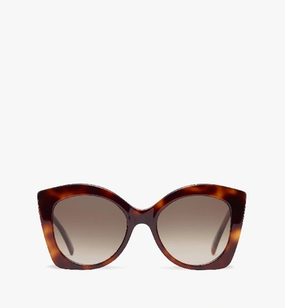 Mcm Logo Plaque Geometric Cat-eye Sunglasses In Brown