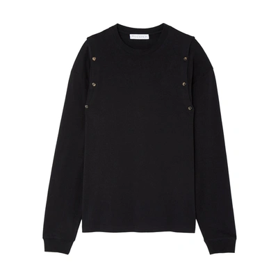 Jw Anderson Shoulder Placket Long Sleeve T-shirt In Black