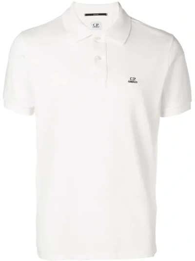 C.p. Company Embroidered-logo Cotton Polo Shirt In White