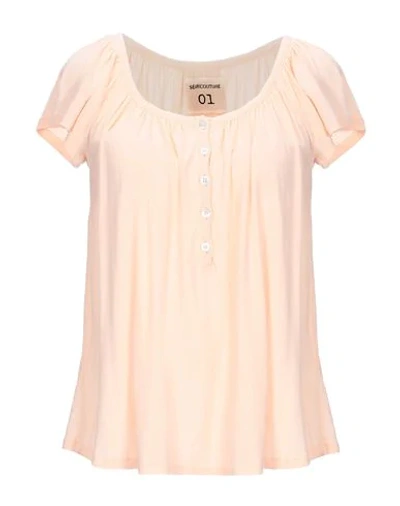 Semicouture T-shirts In Salmon Pink