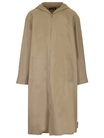 Balenciaga Hooded Zip-up Field Jacket In Beige