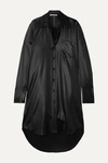 Alexander Wang T Alexanderwang.t Wet Shine Wash & Go Oversized Button-down Dress In Black