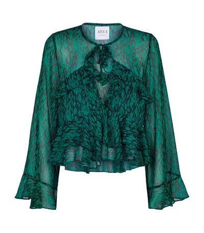 Misa Anita Green Printed Blouse