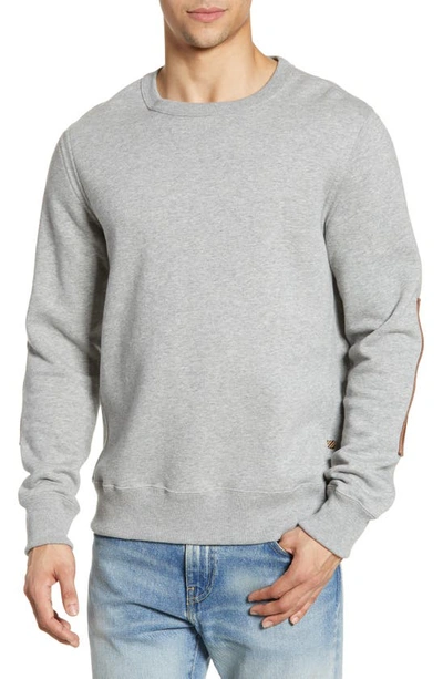 Billy Reid Men's Dover Regular-fit Sweatshirt With Leather Elbow Patches In Grey