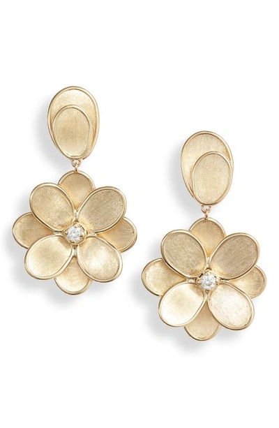 Marco Bicego 18k Yellow Gold Diamond Petal Drop Earrings In White/gold