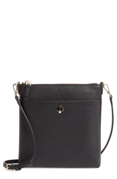 Kate Spade Small Polly Leather Crossbody Bag In Black